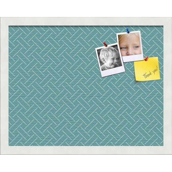 PinPix 18x14 Custom Cork Bulletin Board Lattice Aqua Poster Board Has a Fabric Style Canvas Finish, Framed in Lattice Aqua, by ArtToFrames (PinPix-1816)