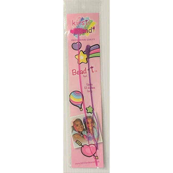 Kirsti & Mandi Bead It Tool Automatic Hair Braider with Beads Pink and Purple with Glitter