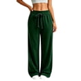 thumbnail image 3 of Wide Leg Sweatpants for Women,Elastic Drawstring High Waisted Loose Casual Straight Leg Pants with Side Pockets for Daily Wear, 3 of 7