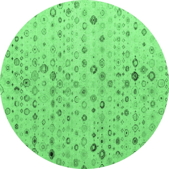 Ahgly Company Indoor Round Solid Emerald Green Modern Area Rugs, 7' Round