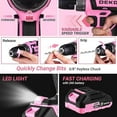 thumbnail image 4 of DEKOPRO 20V Pink Cordless Drill Driver Set for Women, 186-Piece Hand Tool Set, Lady's Home DIY Tool Kit with Battery, 4 of 8