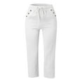 thumbnail image 4 of XIAONU Button Accent Capri Pants for Women Solid Pockets Casual Wear Capris, 4 of 4