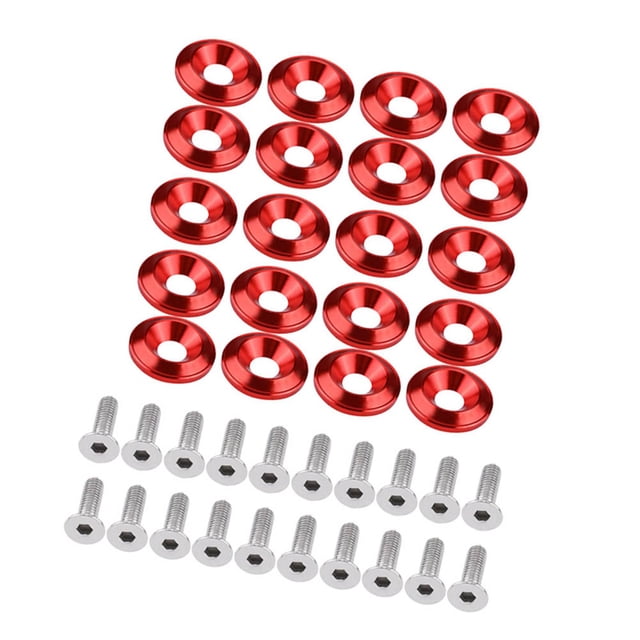 Universal Aluminum Bumper Washer Bolt Kit, 20pcs Anodized Finish,For Engine Bay Dress Up