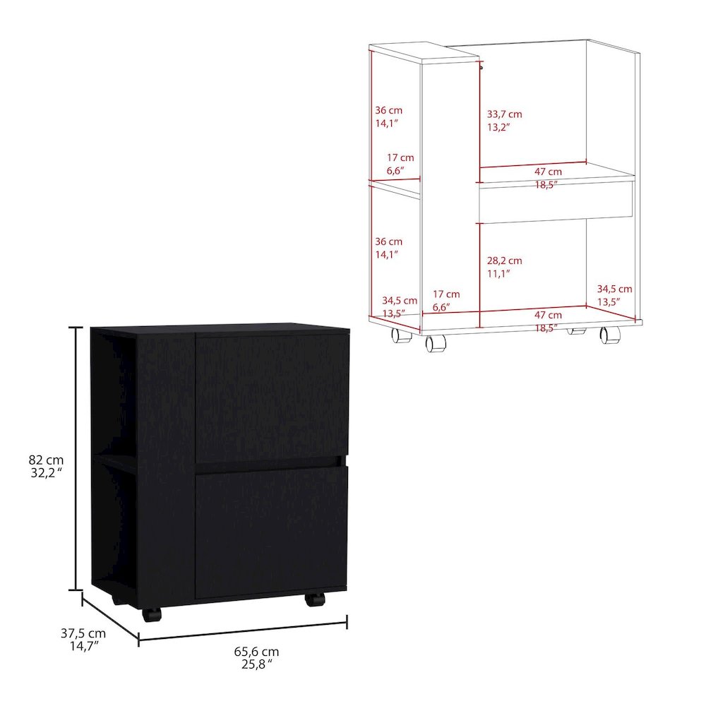 TUHOME Arlet Kitchen Island with Spacious Two-Door Cabinet Storage, Open Utility Shelf