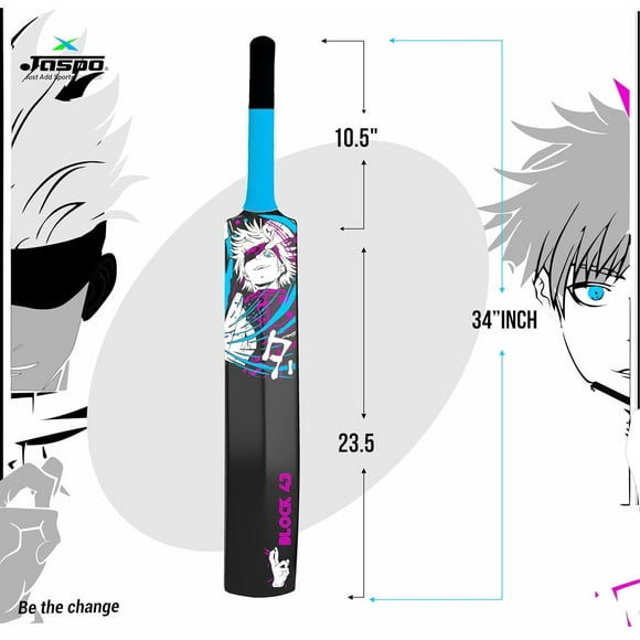 Jaspo Anime Fumes Premium Tennis Plastic Cricket Full Size Bat (34” X 4.5” Inch) For All Age Groups | Specially Designed For Tennis Ball