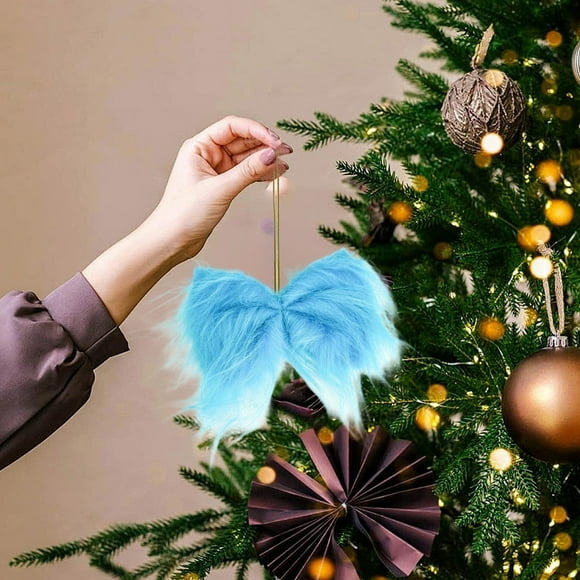 wycnly Long Haired Bow Ornament Candy Color Polyester Ribbon Tree Hanging Handcrafted Fun Holiday DIY Party Decor Girl Room Accessories Colorful Soft 3.93x5.9in