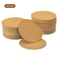 thumbnail image 3 of Uxcell Brown Softwood Self-Adhesive Cork Round Cork Tiles Backing Sheets Cork Coasters 100Pcs Brown 3.94" x 3.94", 3 of 5