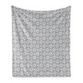 thumbnail image 1 of Grey and White Soft Flannel Fleece Throw Blanket, Rich Royal Victorian Garden Pattern Petals and Leaves Antique Look, Cozy Plush for Indoor and Outdoor Use, 60" x 80", Grey White, by Ambesonne, 1 of 6