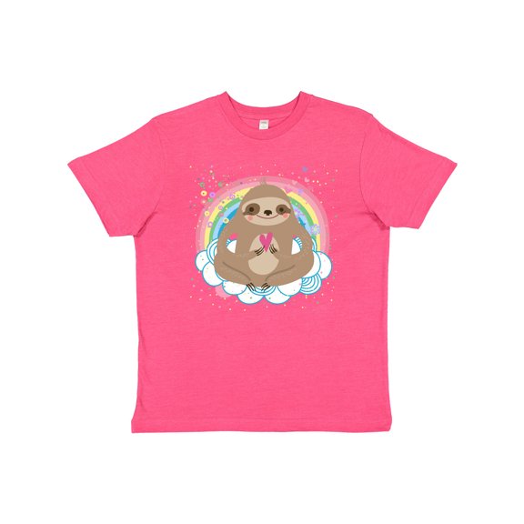Inktastic Sloth Yoga Rainbow Youth T-Shirt