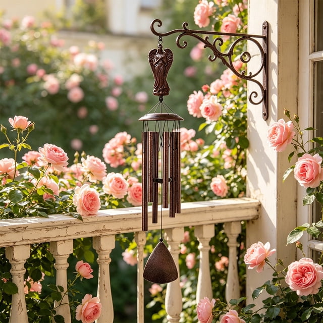 Campana de viento metálica para decoración colgante de jardín y exteriores | Produce sonidos suaves y claros con el viento | Crea un ambiente tranquilo para balcón, patio o terraza