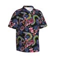 thumbnail image 2 of Uemuo Snake And Flower Printed Regular Fit Short Sleeve Casual Hawaiian Shirt for Men,Aloha shirt,Tropical shirt,Floral print shirt,Vacation Beach shirt-Small, 2 of 9