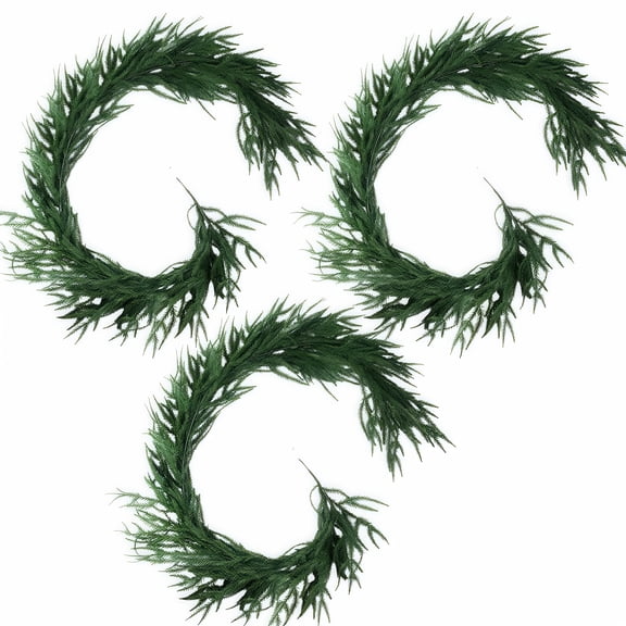 3Pack 6FT Norfolk Pine Christmas Garland, Artificial Greenery for Mantle, Staircase & Wall Decor Indoor Outdoor