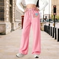 thumbnail image 2 of Glisme Girls Pants Casual Wide Leg Pants With Pockets Loose Fit Comfortable Soft Stretchy Fabric For Everyday Play Leisure Trousers Size 8-9 Year Pink, 2 of 4