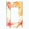 thumbnail image 2 of Metal Light Switch Wall Plate Outlet Cover (Ocean Star Fish Sea Shell Coral Reef Clam Beige - Single Rocker), 2 of 2