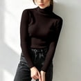 thumbnail image 5 of Xdegoge Turtleneck Tops for Women Long Sleeve Ribbed Knit Slim Fit Casual Basic Mock Neck Clothes Fall Winter Warm Comfy Layering Stretch Soft Sweaters, 5 of 9