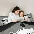 thumbnail image 5 of Homewish Cartoon Baseball Sport Queen Comforter Set for Kids, Grey Black Stripes Abstract Bedding Sets, Ball Game Lover Reversible Bedding Comforter Set, Super Cozy Room Decor, 3pcs, 5 of 8