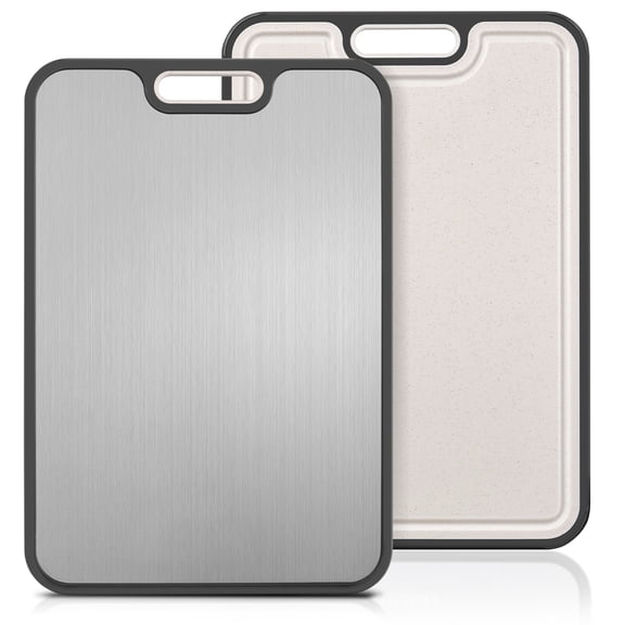 Vesteel Titanium Cutting Board for Kitchen, Double Sided Cutting Board Food Grade, Pure Titanium and Wheat Straw PP for Chopping Meat / Vegetables, Dishwasher Safe