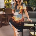 thumbnail image 3 of Wukai Red And Gray Flame Fox Print Women’s Short Sleeve Dress, Comfortable Casual Dress, Soft Polyester Spandex Blend, Stylish Everyday Wear for Summer, 3 of 6