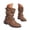 Brown, variant on Women's Fringe Mid Calf Boots Western Cowgirl Cowboy Riding Booties Tassel Buckles Slouchy Boots