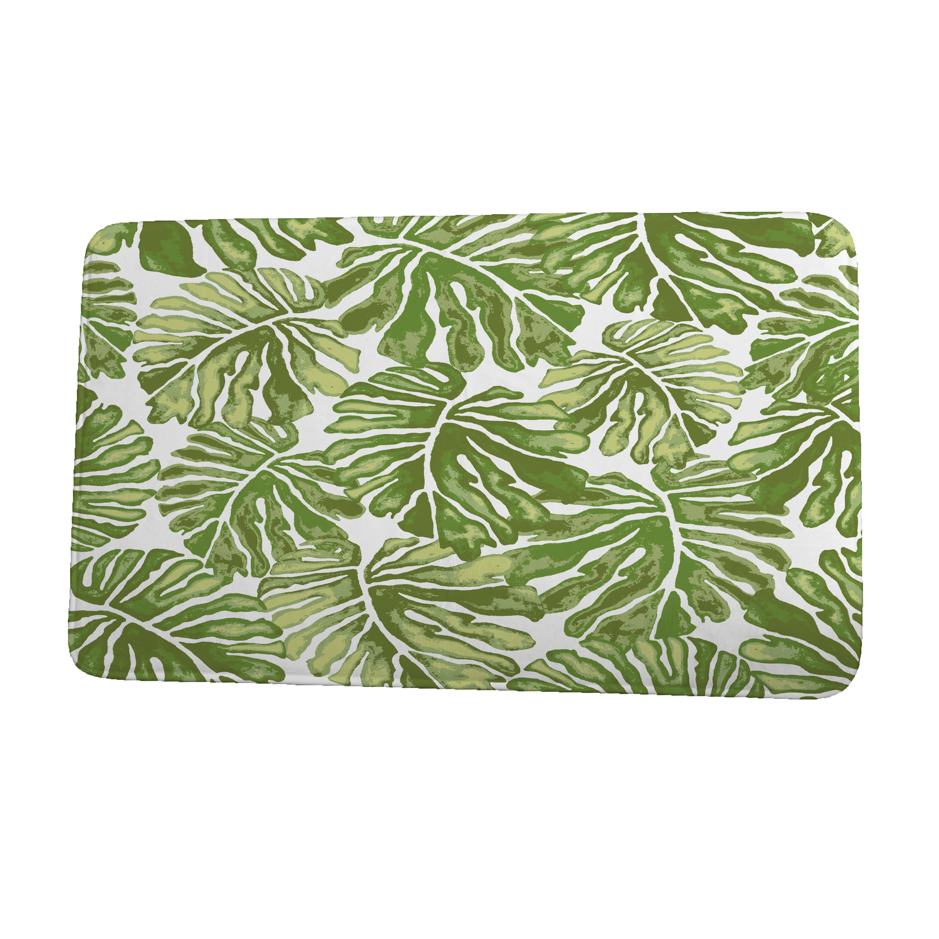 Gear New Decorative Abstract Floral Pattern Palm Leaves Bath Rug Mat No Slip Microfiber Memory Foam