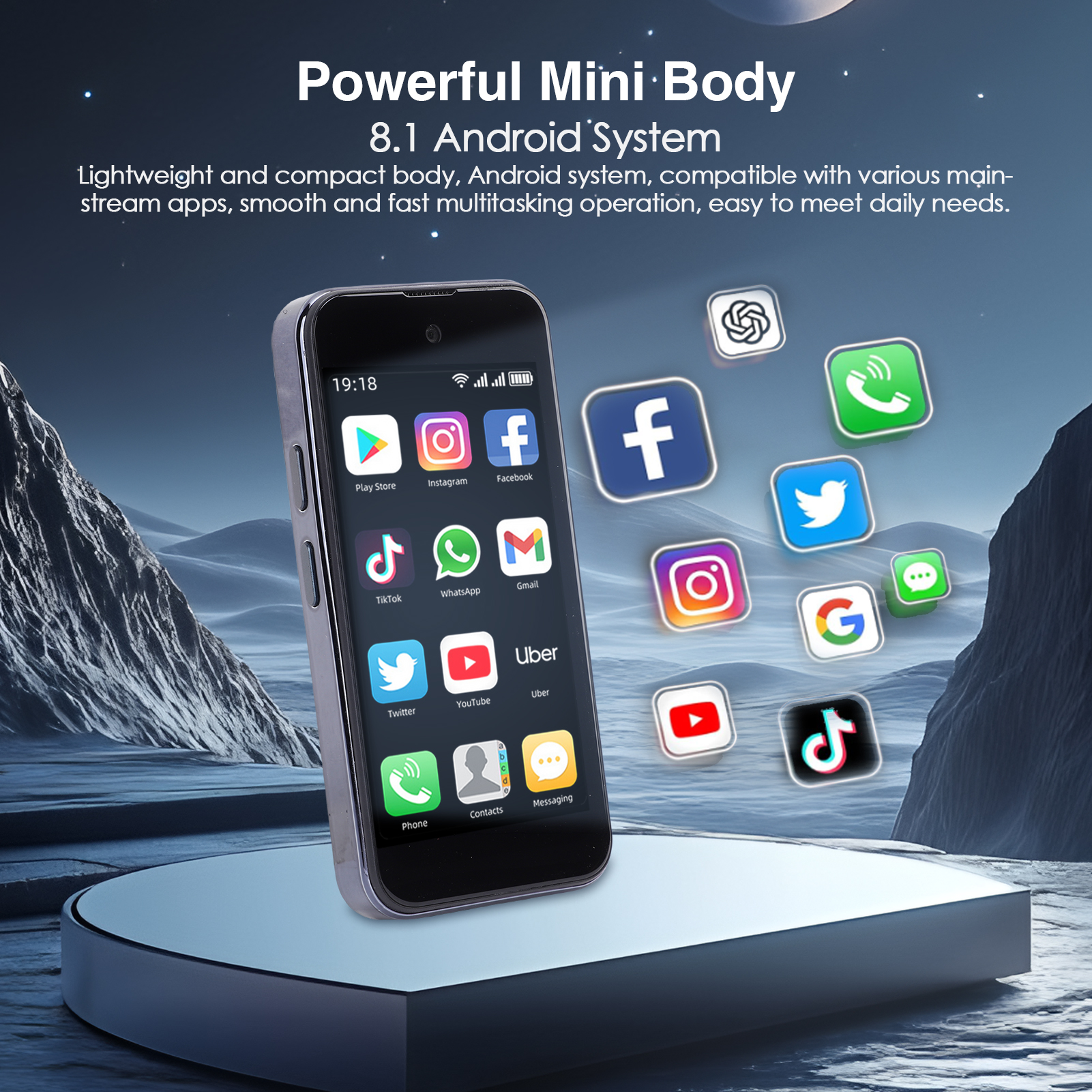 4 inch Mini Smartphone 3G Unlocked Mobile Phone 4GB RAM 64GB ROM Android Cellphone Lightweight 5MP Student Mini Phone Support WiFi Bluetooth Dual Cameras Pocket Cell Phone, MP3 MP4 Player, Black