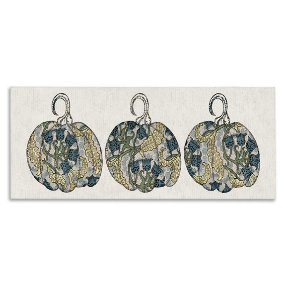 Stupell Industries Eclectic Paisley Pattern Pumpkin Trio Bluebell Floral Illustration Canvas Art, 24 x 10, by Lil' Rue