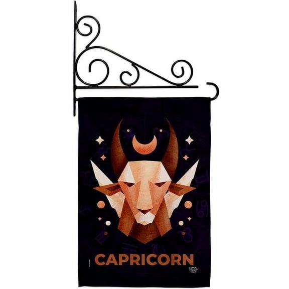 Ornament Collection GS190032-BO-03 13 x 18.5 in. Capricorn Garden Flag Set for Interests Zodiac Double-Sided Decorative Vertical Flags & House Decoration Banner Yard Gift