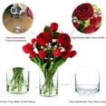 thumbnail image 3 of Mixed Silk Rose Artificial Flowers and Real Touch Tulips Fake Flowers in Glass Vase, Artificial Floral in Vase with Faux Water for Dining Table Centerpieces, Wedding Event (Pink), 3 of 5