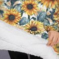 thumbnail image 3 of Oversized Wearable Blanket Hoodie,White Blue Sunflower Pattern Sherpa Blanket Hoodie with Super Pockets,Super Warm Fuzzy Pullover for Women & Men, 3 of 6