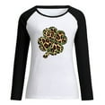thumbnail image 3 of Lilgiuy Savings Happy Holiday Shirt for Women Leopard Lucky Shamrock Printing Tops St. Patrick's Day Long Sleeve Blouse Casual Comfy Tops Black, 3 of 3