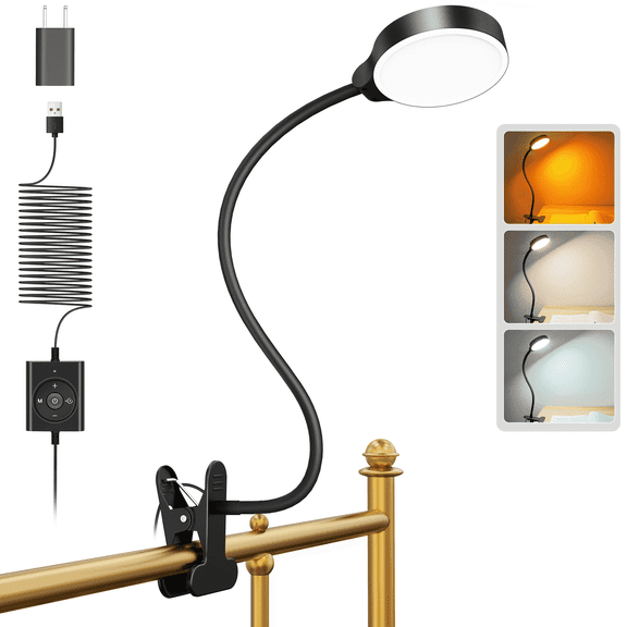 Glocusent Adjustable Flexible Eye Lamp, 36 LED Clip-on Reading Light for Desk, Bed Headboard & Computer