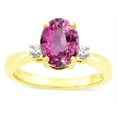 thumbnail image 2 of Star K � 3 Three Stone Oval Created Pink Sapphire Classic Engagement Promise Ring, 2 of 9