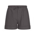 thumbnail image 6 of USNSM Men's Linen Shorts Summer Loose Fit Bermuda Shorts with Pockets Casual Drawstring Elastic Waist Vacation Beach Shorts Gray S, 6 of 7