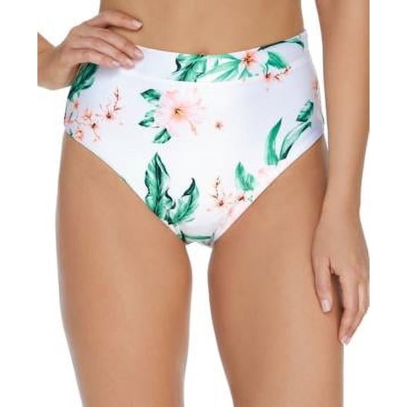 $40 Raisins Juniors Aloha Nights High-Waist Tropics Bikini Bottoms White Large