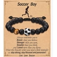 thumbnail image 1 of Pulsera de cuentas de fútbol, regalo, pulsera de entrenador de fútbol esmerilada negra, pulsera de béisbol de ojo de tigre, 1 of 5
