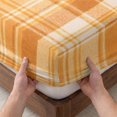 thumbnail image 3 of Twin Sze Fitted Sheet Set - Orange Plaid 2 Piece Bedding Sets 16" Deep Pocket Fitted Sheet with 1 Pillowcase, Fall Gingham Grids Striped Minimalist Brushed Microfiber Hotel Luxury Bed Sheets, 3 of 9