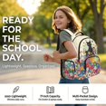 thumbnail image 6 of Kuiaobaty Cat Daisy Print School Bag for Girls Butterfly Print Bookbag Laptop Bag with Side Pockets 17 Inch Backpack Daypack for School, Beige, 6 of 7