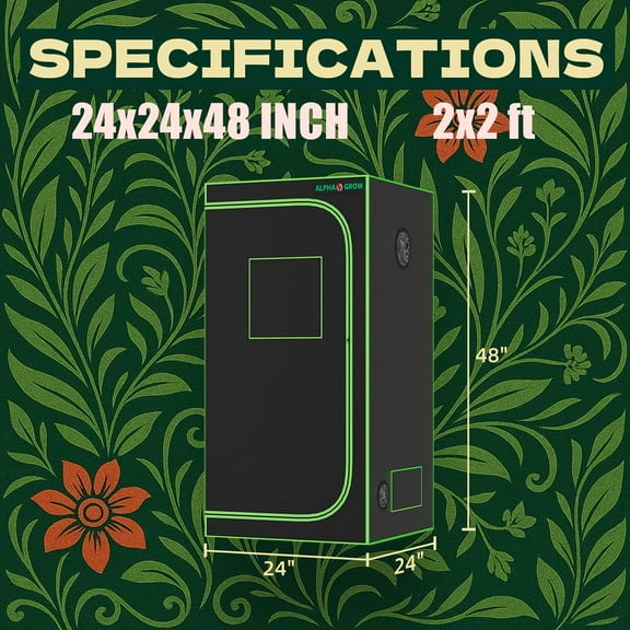 2x2/3x3/4x2/4x4ft Grow Tent - 98% Reflective 1680D Hydroponic Kit w/Leak-Proof Tray & Window, Indoor Greenhouse for Seedling to Flowering (Balcony/Closet