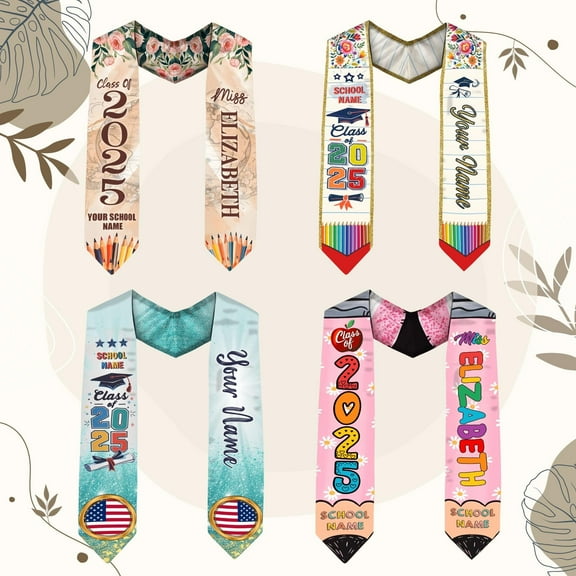 Custom Teacher Graduation Stole Class Of 2025, Teacher Stole 2025,Teacher Stole, Pencil Stole Graduation For Teachers, Sash For Teacher