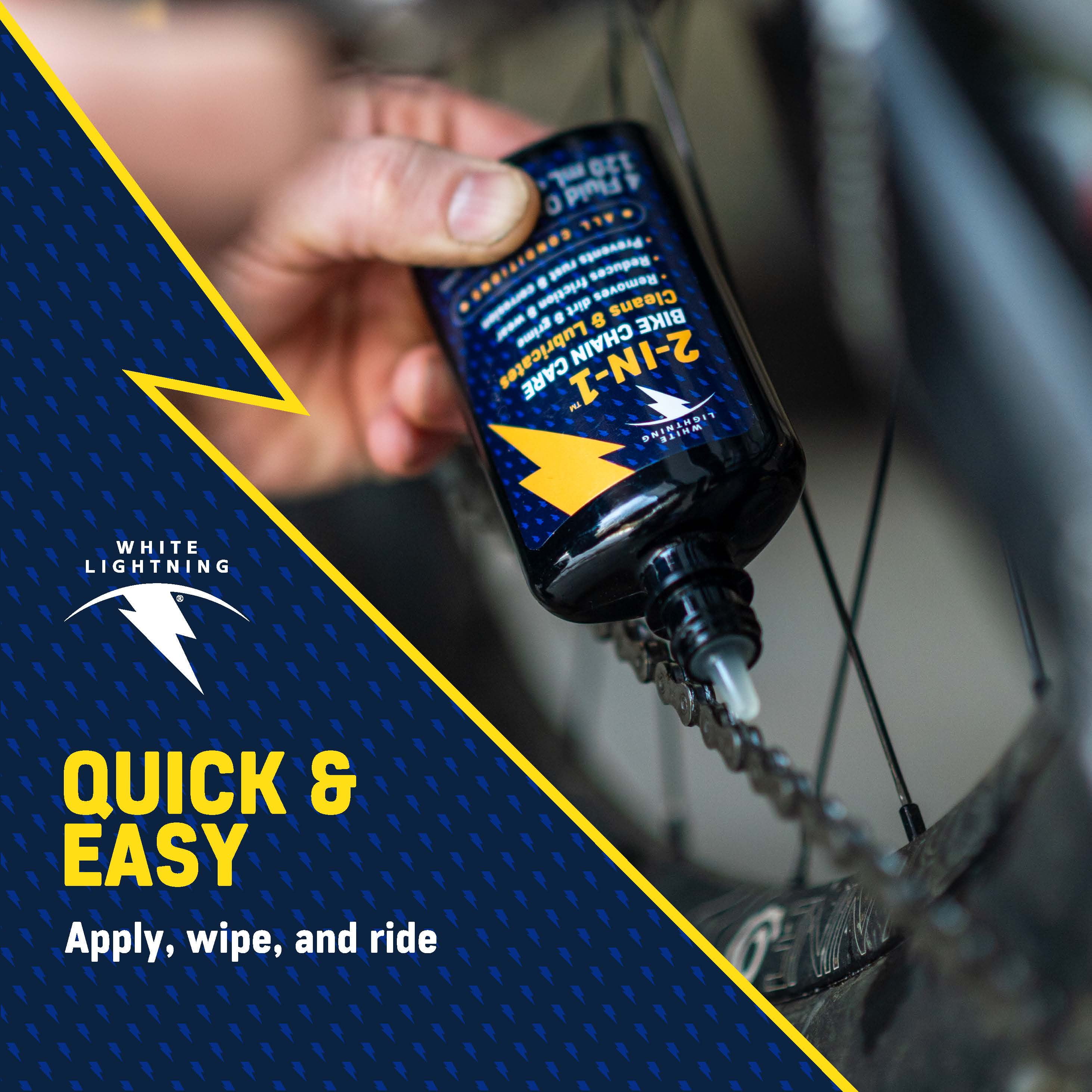 (2 pack) White Lightning® 2-in-1™ Fast & Easy Bicycle Chain Lube, 4oz