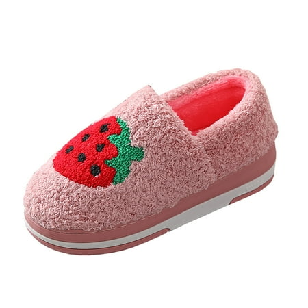 

Strawberry Cartoon Cotton Slippers Women All Inclusive Winter Wool Slippers Winter Warm Home Cotton Shoes Wrapped Feet Plush Slippers Warm Cotton Shoes