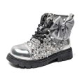 thumbnail image 4 of Viluyesy Girls Glitter Boots Non Slip Comfortable Durable Easy On Off Side Zipper Sequin Bow Dressy Shoes Silver Size 12.5 Little Kids, 4 of 9