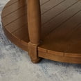 thumbnail image 6 of CQSXDA Large Round Upholstered Tufted Linen Wood Shelf Storage Coffee Table, For Living Room, Dark Charcoal, 6 of 7