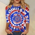 thumbnail image 2 of FAVIPT American Flag Shirt Women Plus Size 3/4 Sleeve Crew Neck Tops 4th of July Patriotic Print Blouses Casual Dressy Summer 2025 Tunic Tees Multicolor,L, 2 of 5