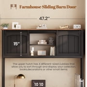 Farmhouse L Shaped Computer Desk with 6 Drawers and Hutch, Reversible Home Office Desk, Corner Office Desk