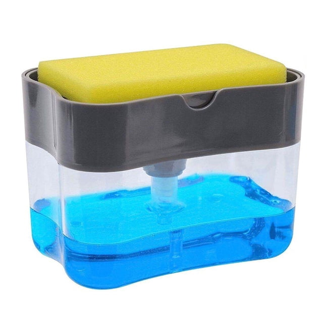 Dispensador automático de jabón para lavavajillas, práctico y elegante en tono gris oscuro, ideal para facilitar la limpieza en tu cocina.