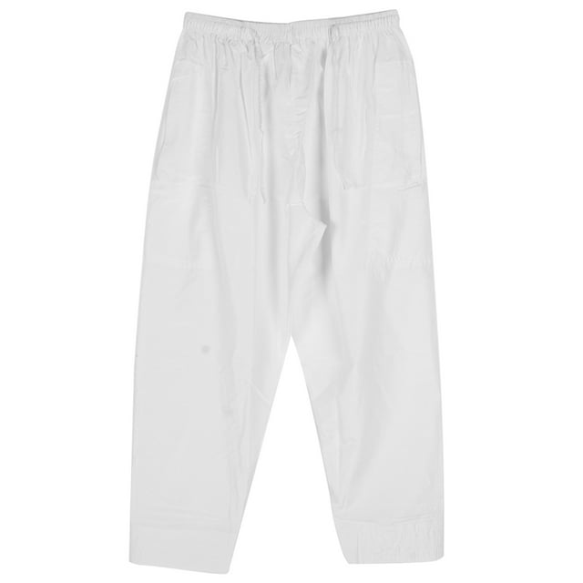 Pantalones Musulmanes, Ropa Musulmana, Escuela De Banda Elástica De Estilo Simple De Material De Algodón Para El Hogar ANGGREK Blanco L