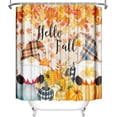 thumbnail image 3 of Fall Gnome Shower Curtain Hello Fall Pumpkin Maple Leaves Buffalo Check Plaid Shower Curtain for Bathroom Autumn Harvest Thanksgiving Sunflower Home Bathtub Decor Waterproof Fabric 72x72 Inch, 3 of 6