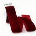 thumbnail image 2 of Valentine's Day Wine Red Velvet Ribbon - 1, 2 Inch Width - Classic Elegant Flocked Ribbon for Gift Wrapping, Crafts, and Decorations, 2 of 3