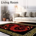 thumbnail image 2 of ODIKA 8'x10' Machine Washable Non-Slip Area Rug, Mythical Dragon Flame Needlecraft Embroidery High Traffic Rug, Red, 635629, 2 of 7